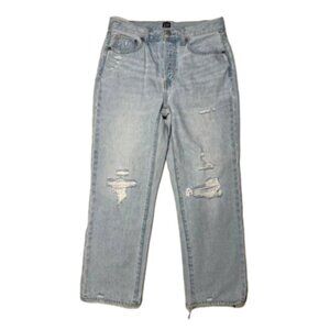 GAP Boyfriend Light Wash Distressed Straight Leg Hi Rise Jeans Size 4/27 #2032